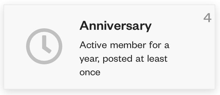 Badge celebrating my 4 year anniversary on the Bubble.io forum 